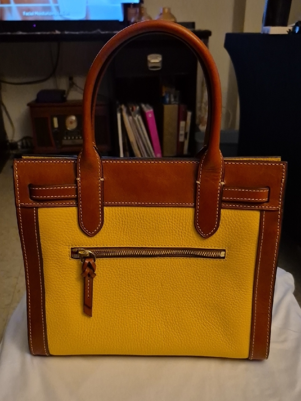 Dooney & Bourke Yellow and Brown Pebbled Leather Satchel (Dustbag Included) - Picture 2 of 14